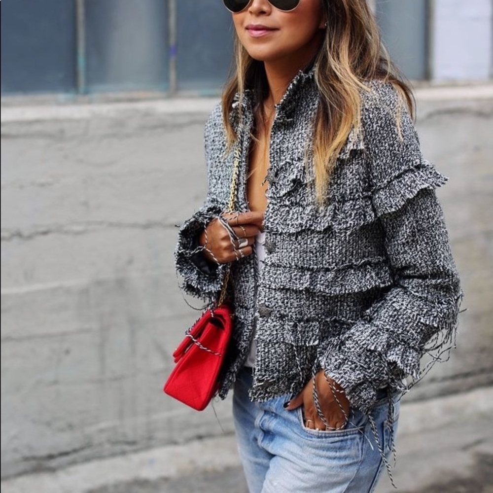 Fringe tweed jacket